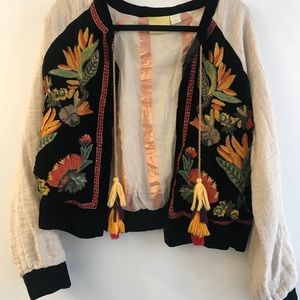 Maeve Velvet Combo Embroidered Beaded Jacket